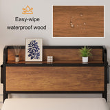 Maenizi 16 Inch Twin XL Bed Frames with Wood Headboard, Storage Bed Frame Twin XL No Box Spring Needed, Noise Free, Mahogany Maenizi