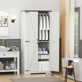 SPERTIKC 72”Tall Storage Cabinet, Armoire Wardrobe Closet with 2 Barn Doors and Adjustable Shelves, Large Pantry Cabinet for Bedroom, Bathroom, Kitchen, White Farmhouse Style SPERTIKC