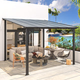 AECOJOY 20' x 10' Gazebo for Patio, Large Wall-Mounted Hard Top Lean-to Gazebo Pergola with Roof 10' x 20' on Clearance, Heavy Duty Patio Awnings for Decks, Backyard AECOJOY