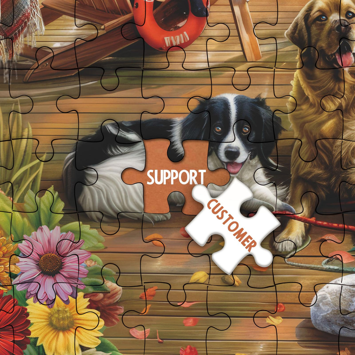 Autumn Lake Puzzles for Adults 1000 Pieces, Fall Funny Dogs Jigsaw Puzzles, Cute Animals Golden Retriever Labrador Bird Flower Holiday Puzzle IdeaBazar
