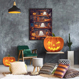 stnckic Halloween Paint by Number kit for Adults, Ghosts Adults' Paint-by-Number Kits on Canvas Bookshelf Easy Acrylic Oil Painting by Number for Adults for Home Decor Gift 16x20 Inch stnckic