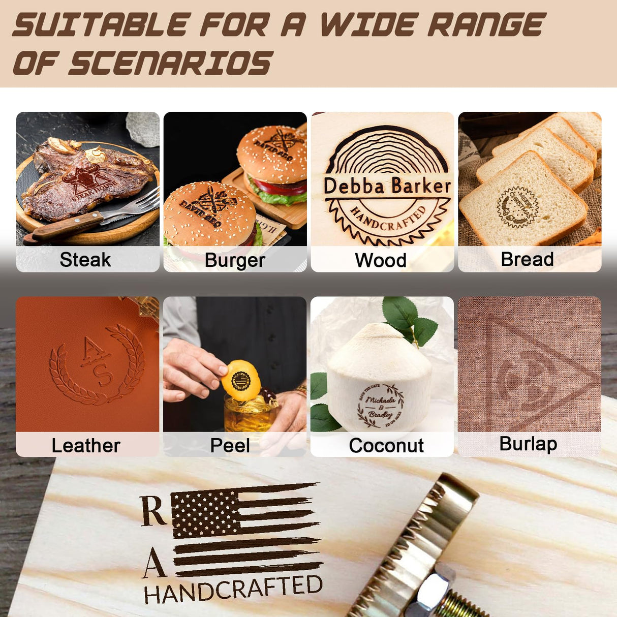 Custom Branding Iron for Wood - Make Your Own Personalized Logo into a Metal Mold That Will Leave a Lasting Mark on Your Craft - Wedding Stamps Personalized Branding Iron for Meat Wood Paper Plastic ORYG
