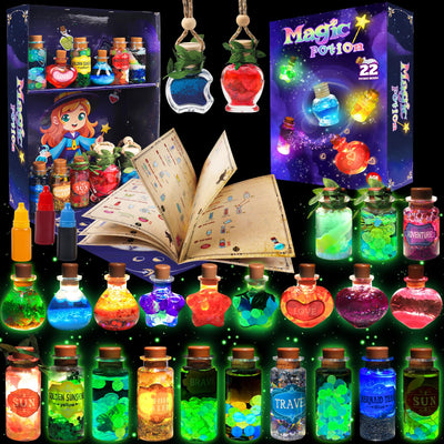 Rhybor Magic Potion Kit for Kids,Mix 22 Bottles Fairy Magic Potions,Mystery Potions Craft Kit,Christmas Halloween Decorations Birthday Gift Toys for Girl 6 7 8 9 10
