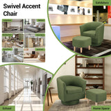 DAZONE Green Swivel Accent Chair with Ottoman, Comfy Barrel Armchair for Small Spaces, 360° Modern Fabric Lounge Chair for Living Room, Bedroom, Reading Nook, Home Office DAZONE