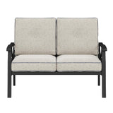 RoyalCraft Patio Loveseat, All-Weather Outdoor 2 Seats Sofa Couch, Black Metal Furniture with Gray Cushions RoyalCraft