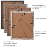 Americanflat Rustic 8x10 Picture Frame Set of 4 - Use as 5x7 Picture Frame with Mat or 8x10 Frame Without Mat - Photo Frame with Textured Engineered Wood, Shatter Resistant Glass, and Easel Americanflat