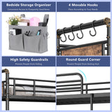 Jocoevol Metal Bunk Bed Twin Over Full, Industrial Bunkbeds Heavy Duty Bed with Safety Guard Rails and Space-Saving Design, Steel Bed for School, Bedroom (Vintage Brown) Jocoevol