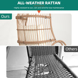 YITAHOME Outdoor Small Egg Chair, Patio Wicker Basket Chair with Strong Capacity Indoor Egg Chairs with High Back & Cushion Cocoon Chair for Bedroom, Outside (Beige) YITAHOME