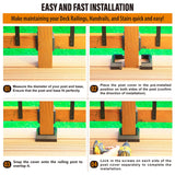 Wocepu 4 pcs 4x4 (Actual: 3.5"x3.5") Aluminum Deck Post Base Cover, for Deck railings, Stairs, Patios, Porches Split Deck Post Skirt (Black) WOCEPU