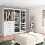 Bestar Closet Organizer System 86-inch for Walk-In Closets, Bedroom, Entryway, Pur Collection, Modern, White Bestar