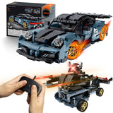 STEM Building Toys for Kids, Educational Building Blocks, Remote & APP Controlled 2in1 RC Car/Construction Robot STEM Kit, Science Learning Car Building Sets for Boys Girls 8-16 Old (Dark Blue) DIEBA