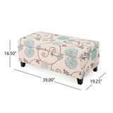 Christopher Knight Home Breanna Fabric Storage Ottoman, White And Blue Floral Christopher Knight Home