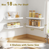 Love-KANKEI White Floating Shelves for Wall Set of 4, Wood Wall Shelves with Lip,15.6 Inch Rustic Hanging Shelves for Bedroom Bathroom Living Room Kitchen Nursery Display Love-KANKEI