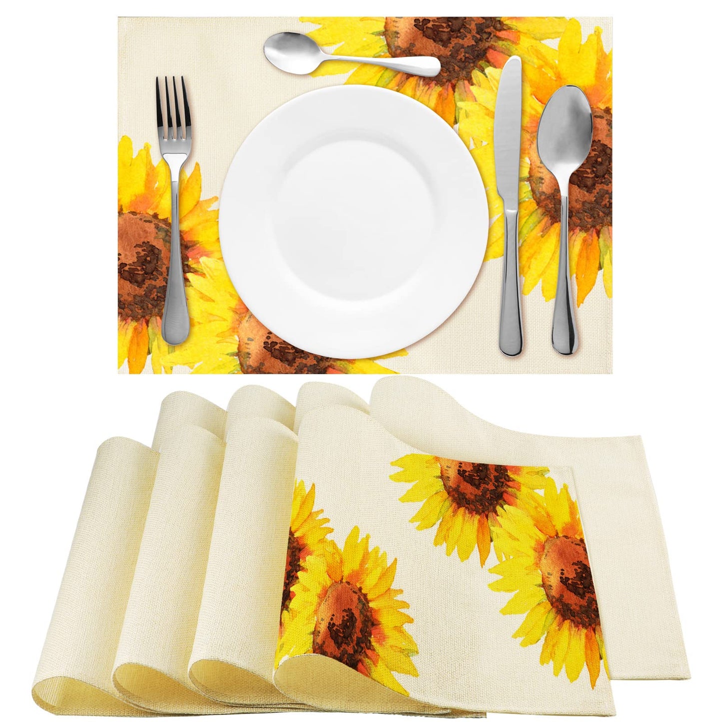 Tegeme Sublimation Blank Placemats Mats White Burlap Placemats Washable Placemats for Dining Tables Birthday Party Wedding DIY Table Mats Kitchen Home Holiday Table Decor 12 x 16 Inch(8 Pieces)