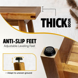 SENSUNIQ Corner Shower Stool 16 in, Brown Sturdy Shower Bench Seat with Storage Shelf - Leg Shaving, Sitting, Towels Holder, Step Foot Rest Shaving Stool - Easy Assemble SENSUNIQ