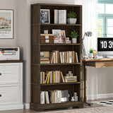 5-Shelf Wood Bookcase, 65 Inch Tall Bookshelf with Storage, Floor Standing Display Book Shelf (Rustic Brown) TVU