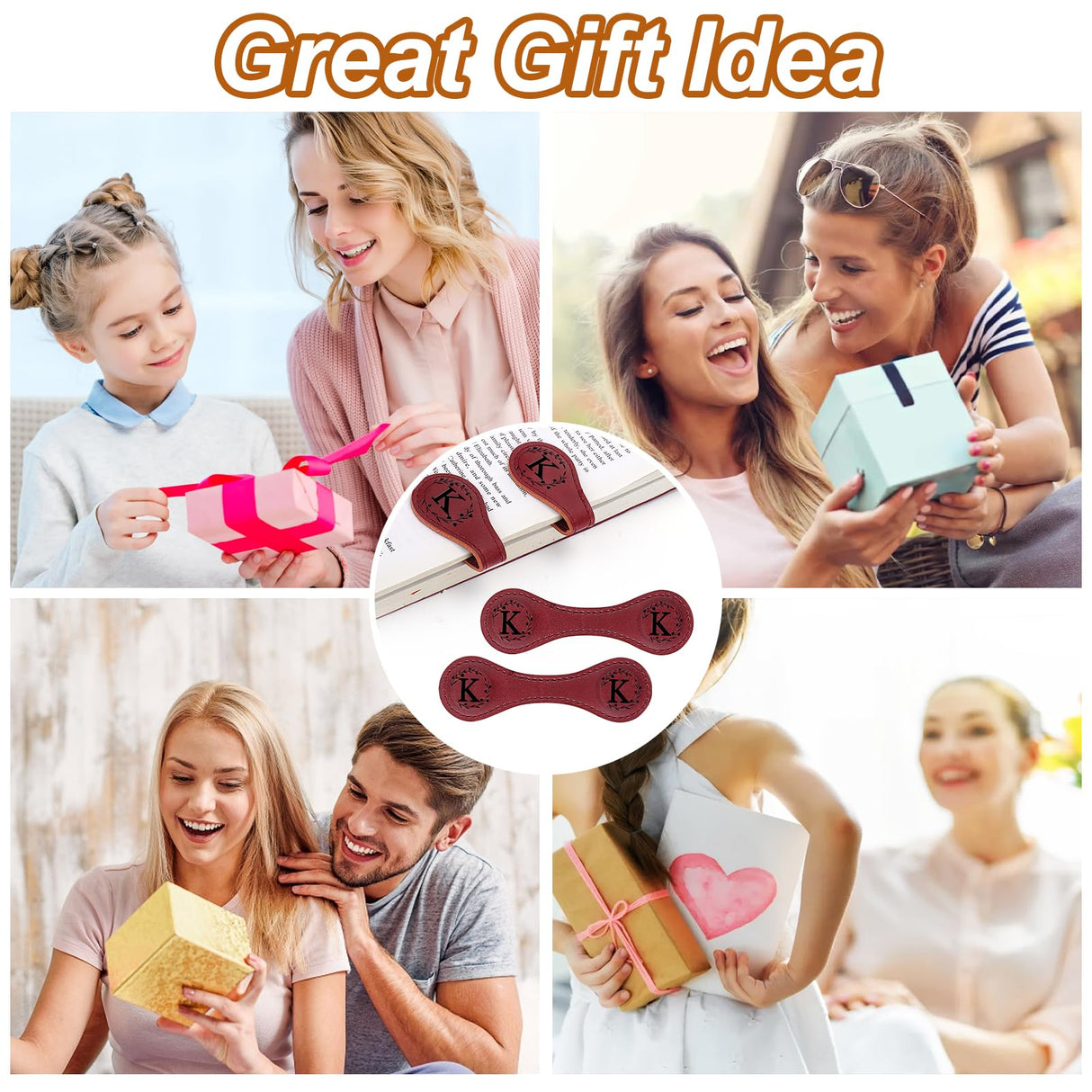 2PCS Magnetic Bookmarks, Magnetic Leather Bookmark with Initial, Double-Sided Magnetic Bookmarks for Women, Bookmark Clip Gift for Book Lover Readers Men Women Teachers Students, Book Accessories (K) Mity rain