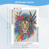 DOMROM Lion Diamond Painting Kits for Adults, Lion Flowers Full Drill Diamond Dots Paintings for Beginners, Round 5D Paint with Diamonds Pictures Gem Art Painting Kits DIY Craft Kits 12x16 inch DOMROM