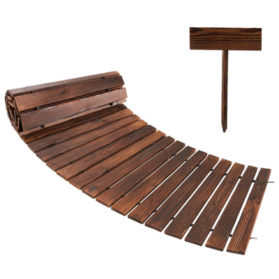 Spurgehom 8FT Wooden Garden Pathway Curved Outdoor Walkway Roll Out Cedar Wood Patio Flooring Path Decorative Lawn Patio Pavers Boardwalk Beach