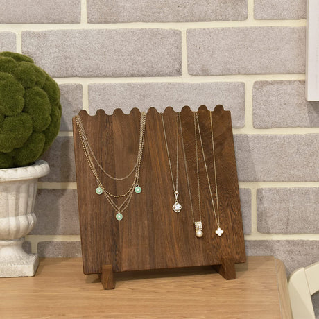 MOOCA Portable Wooden Plank Necklace Jewelry Stand for 8 Necklaces, Necklace Stand, Wood Plank Necklace Display Stand, Necklace Storage Holder, Jewelry Display Stand, Brown Color MOOCA