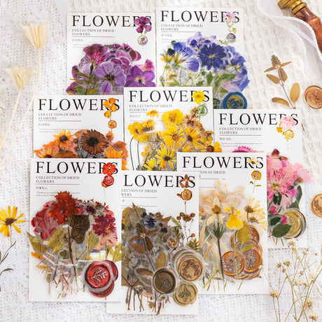 Knaid Pressed Flower Themed Stickers Set (320 Pieces) Dried Flowers Resin Stickers Decals Floral Botanical Journaling Stickers for Scrapbook Supplies Junk Journal Bullet Journal Planner Laptops Knaid