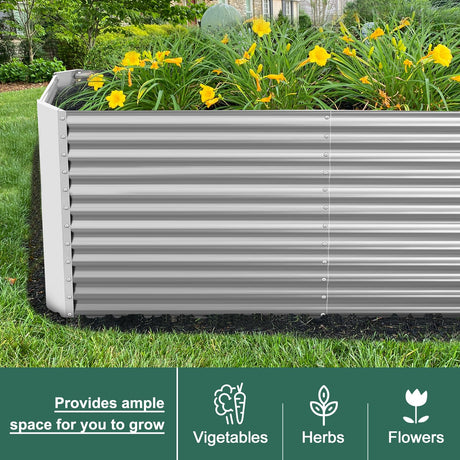 Land Guard 8x4x3ft Rectangular Galvanized Raised Garden Beds, 36" Tall Large-Capacity Metal Planter Box Outdoor, Durable Deep Raised Garden Bed, Raised Beds for Gardening Vegetables, Classic Silver Land Guard