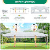 COBIZI Canopy 10x20 Pop Up Canopy Tent with 6 Sidewalls, One Push Party Tents for Parties Outdoor Wedding Waterproof Gazebo Commercial Event Tent with Sandbags, White COBIZI