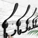 IBosins Wall Mounted Coat Rack, 31-2/5'' Long, Entryway Hanging Coat Rack, Metal Wood Coat Rack with 8 Black Rustic Tri-Hooks Rail for Coat, Bag, Towel, Key, Hat, Umbrella IBosins