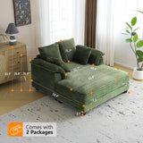 VINGLI Lounge Chair, 56" Oversized Reading Chair Corduroy Chaise Sofa Recliner Bed Upholstered Comfy Sleeper Couch with Throw Pillows and Armrests for Living Room, Movie Room, Bedroom VINGLI