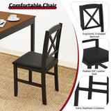 Tangkula Mid-Century Modern Dining Table Set for 2, Wooden Kitchen Table & 2 Chairs with Padded Seats, 3-Piece Compact Dining Set for Small Spaces, Kitchen, Living Room (Brown+Black) Tangkula