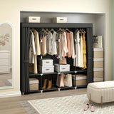 MOGELAFOO Portable Closet Wardrobe, 67-Inch Clothes Organizer with 4 Hanging Rods and 8 Shelves, Non-Woven Fabric Cover, Large Capacity Storage for Bedroom and Living Room, Black MOGELAFOO