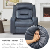 Watson & Whitely Genuine Leather Power Recliner Chairs for Adults, Lay Flat Recliner with Power Headrest, USB Ports and Cup Holders, Electric Reclining Sofa for Living Room, Bedroom, Navy Watson & Whitely