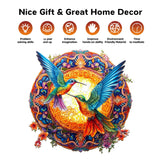 Jigfoxy Wooden Puzzles for Adults, Hummingbird Wooden Jigsaw Puzzles, Unique Animal Shape Puzzles, Christmas Thanksgiving Gifts for Family Friend(S-7.9 * 7.9in-100psc) Jigfoxy