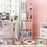 Aheaplus 360° Rotating Corner Bookshelf - Space-Saving Wood Bookcase for Small Spaces, White Aheaplus