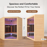 Sauna Infrared Far Infrared Sauna for Home Low EMF Dry Sauna for 3-5 person with Hemlock Wood Sauna for Home 4 Person Infrared Sauna Indoor Sauna in Home Large Sauna 2400W with Bluetooth Speakers RIGO