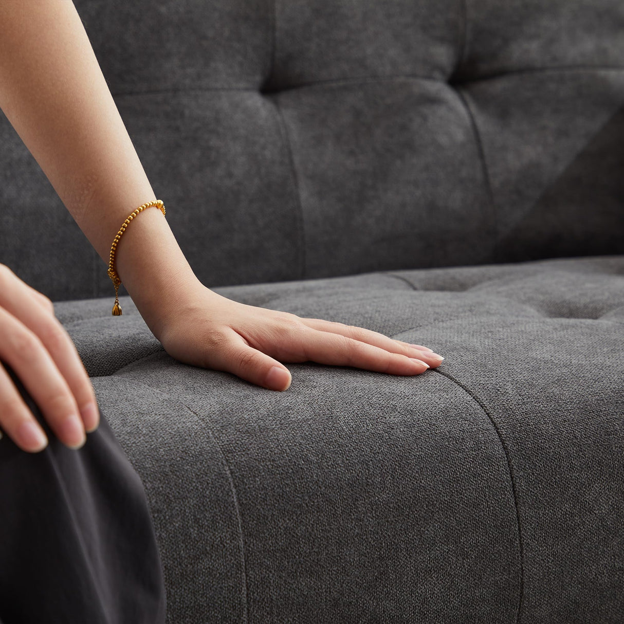 TYBOATLE 62 Inch Linen Upholstered Tufted Mid-Century Modern Loveseat Sofa w/ 2 USB Charger Ports and 2 Cupholders, Small Love Seat Couches for Living Room, Bedroom, Apartment, Dorm (Dark Grey) TYBOATLE