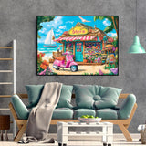 CHWGLFGG 5D Diamond Art Kits for Adults Beginners, Beach Flower Store Diamond Painting Kits, DIY Full Round Drill Paint by Diamonds Dot Gem Art for Adults, Home Wall Decor 12x16 Inch CHWGLFGG