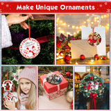 Jenaai 48 Pcs Sublimation Ornament Blanks MDF Personalized Sublimation Pendant Blank DIY Sublimation Blanks Christmas Hanging Ornament with Rope for Wedding Party Home Decor (3.15 Inch) Jenaai