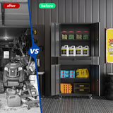 BYNSOE Metal Storage Cabinet with Wheels Metal Garage Cabinet with Adjustable Shelves Tool Storage Cabinet with 1drawer Steel Locker Cabinet with Lock for Home Garage (Black-73 4 casters) BYNSOE