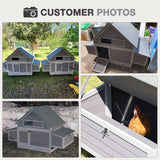 MEDEHOO Large Chicken Coop with Wheels, Expandable Chicken House for Outdoor with Two Nesting Box, Leakproof Pull-on Tray and UV-Resistant Roof Panel MEDEHOO