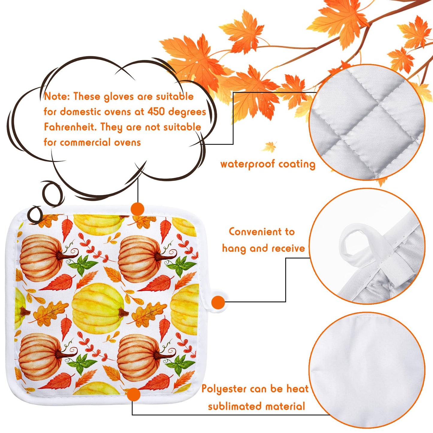 20 Pieces Blank Sublimation Oven Mitts Set Include Blank Sublimation Heat Resistance Oven Gloves and Blank Sublimation Pot Holders for DIY Kitchen Dining Room Accessories