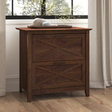 Bush Furniture Key West 2 Lateral File Cabinet | Document Storage for Home Office | Accent Chest with Drawers, 30"W x 20"D x 30"H, Bing Cherry Bush Business Furniture