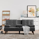 Shintenchi Futon Sofa Bed, Convertible Foldable Couch Recliner Sleeper, Small Lazy Loveseat, Velvet Fabric with 3 Adjustable Backrest Positions, Folding Cup Holders for Home, Office & Apartment Shintenchi