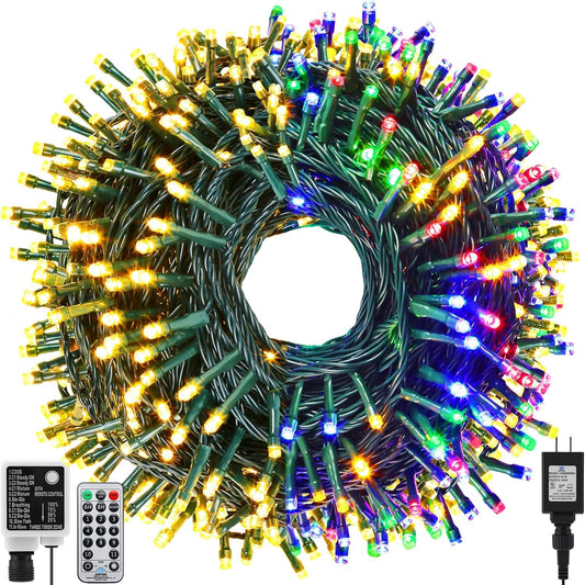 QUWIN Outdoor Christmas String Lights, 180Ft 500 LED UL Certified 11 Lighting Modes, Indoor & Outside Christmas Tree Lights for Christmas Tree, Patio, Holidays, Party ﻿