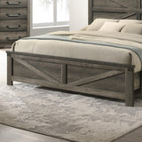 Furniture of America Sheila Farmhouse Solid Wood King Bed Frame with Barn Door Style Headboard and Footboard, Panel Bedframe for Bedroom, Guest Room, Box Spring Required, Rustic Grey Furniture of America