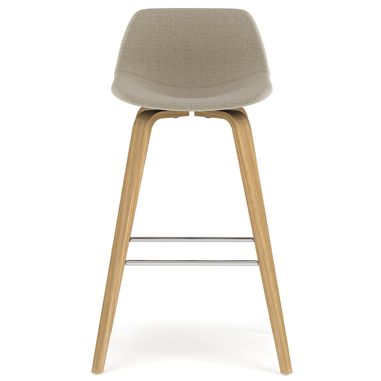SIMPLIHOME Randolph Mid Century Modern Bentwood Counter Height Stool (Set of 2) with Light Wood in Natural Polyeseter linen fabric, For the Dining Room and Kitchen SIMPLIHOME