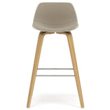 SIMPLIHOME Randolph Mid Century Modern Bentwood Counter Height Stool (Set of 2) with Light Wood in Natural Polyeseter linen fabric, For the Dining Room and Kitchen SIMPLIHOME