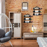 YALINKA 2Pcs Wall Mounted Wine Stemware Rack, Metal Hanging Wine Glass Display Holde Holds 3 Bottles, Elegant Storage for Kitchen Dining Room Bar Wine Cellar YALINKA