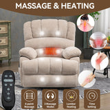 Large Power Lift Recliner Chair with Massage and Heat for Elderly, Ergonomic Backrest, Infinite Adjust, 2 Side Pockets,USB and Type-C Ports, Chenille Beige Luxlen