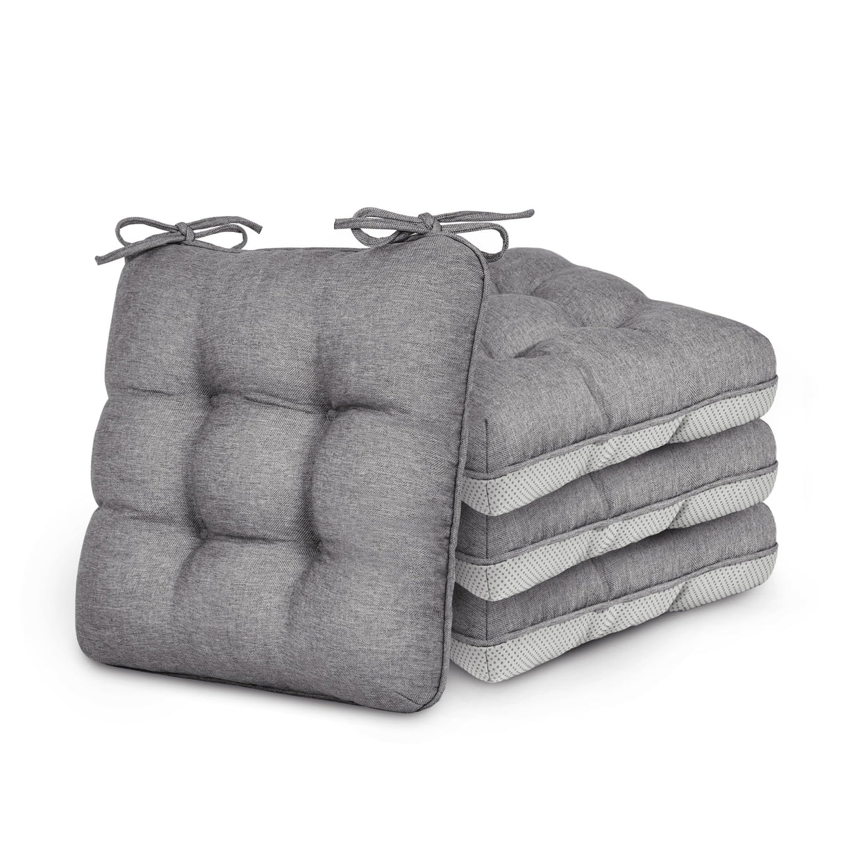 Love's cabin Memory Foam Chair Cushions Set of 4, Outdoor/Indoor Chair Pads for Dining Chairs 4 Pack, Seat Cushions for Kitchen, Dining Room, Office, Patio Chairs, 15.5"x15.5"x3.5" Grey Love's cabin